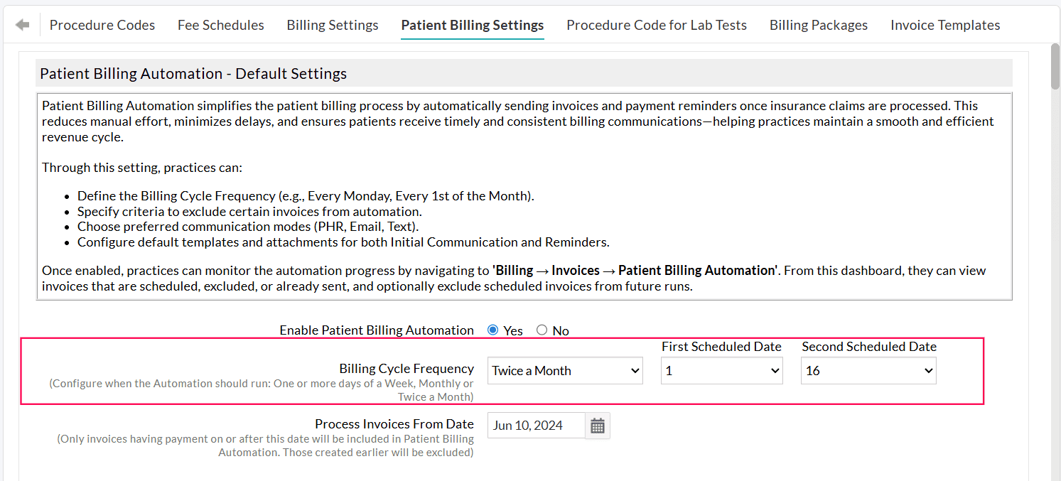 Billing Cycle Freq Twice a Month