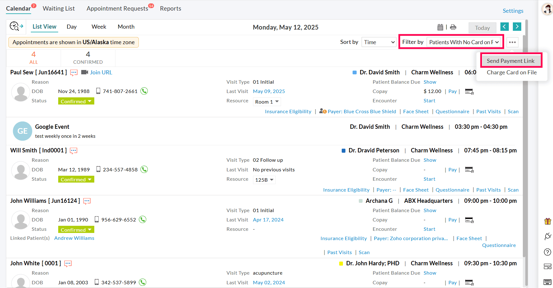 Bulk Send Payment Links from Calendar Bulk Send Payment Links from Calendar