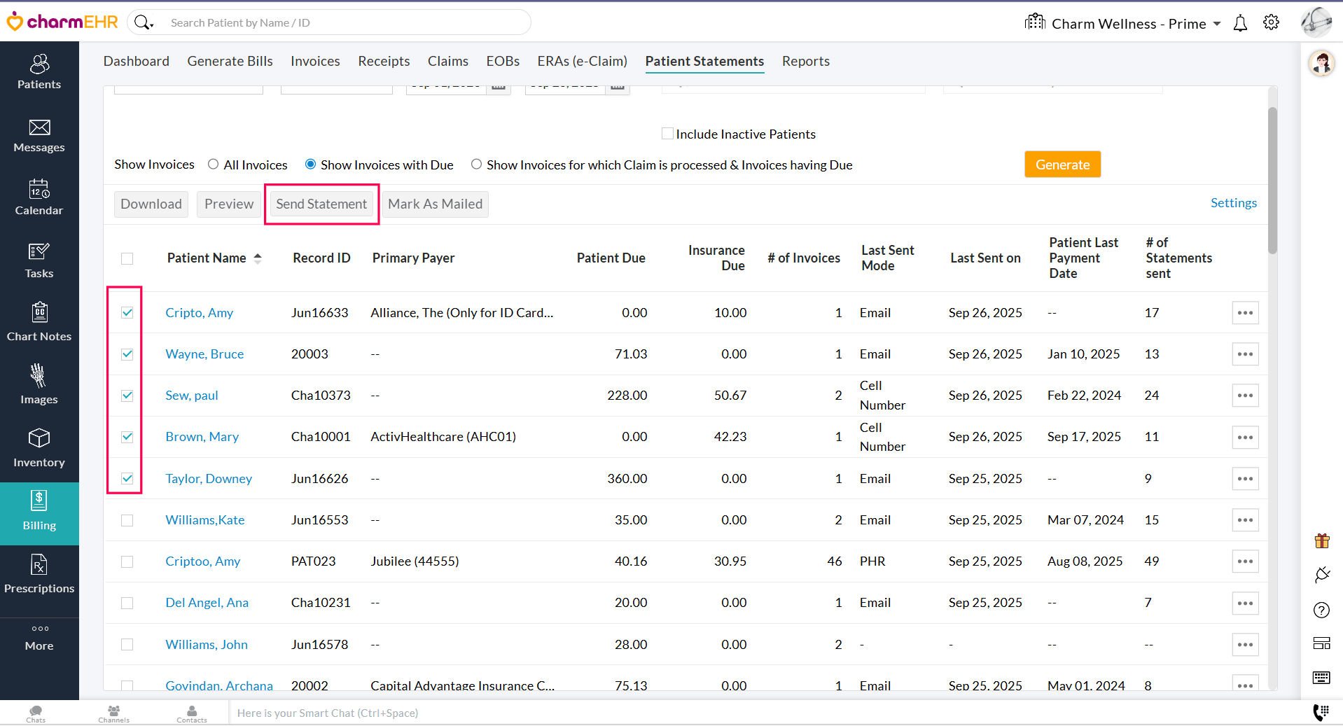 Bulk Sending of Patient Statements Bulk Sending of Patient Statements