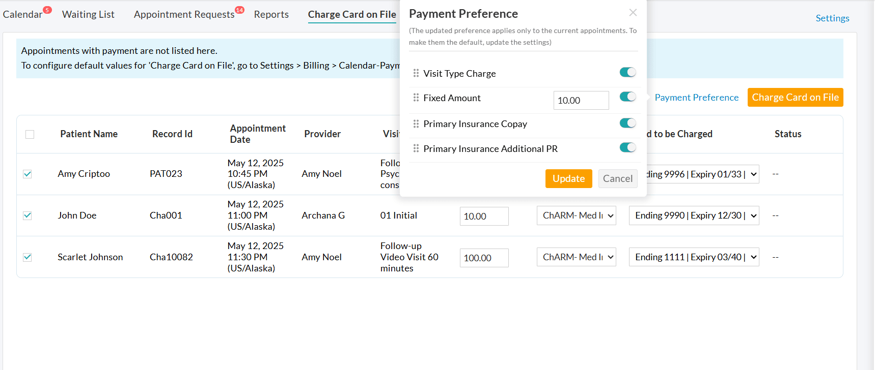 Charge Card on Files Charge Card on Files