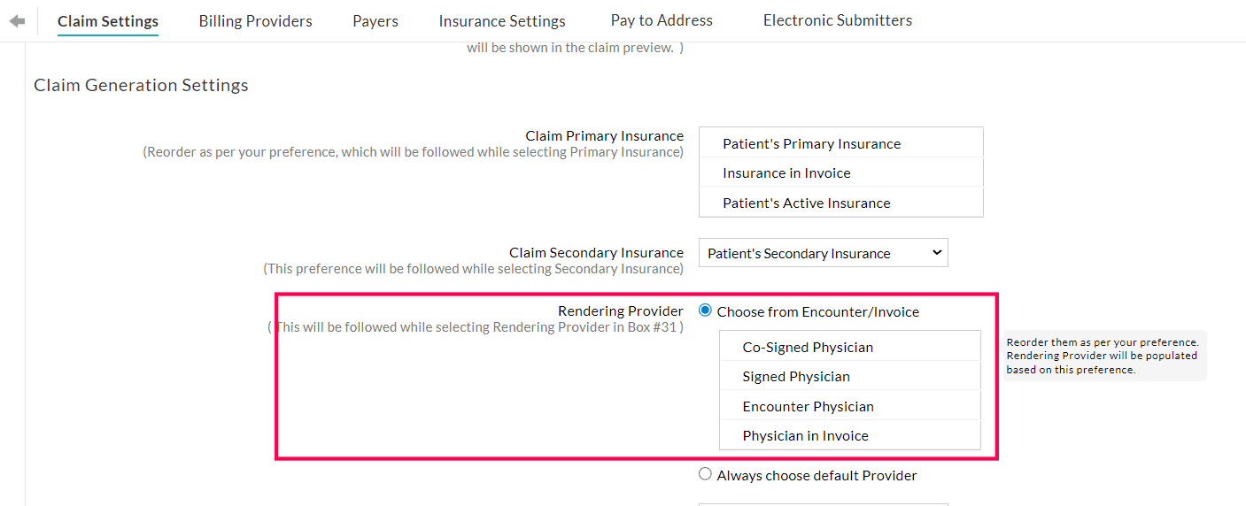 Choose Rendering Provider