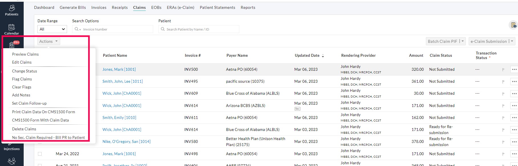 Claim Actions Claim Actions