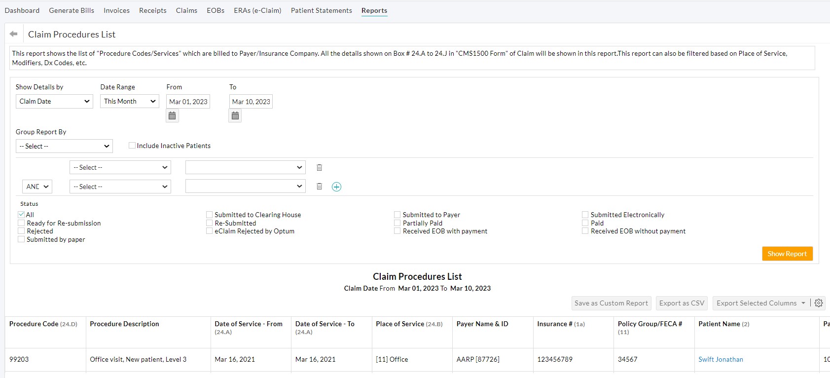 Claim Procedures List Claim Procedures List