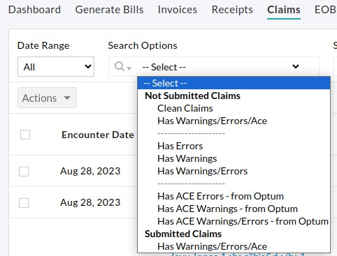 Claim Search Option Claim Search Option