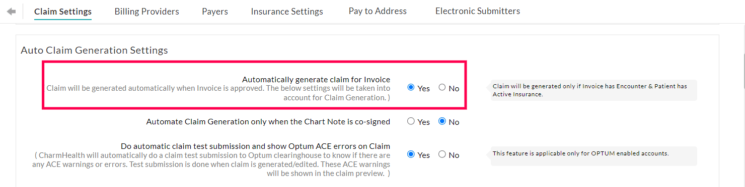 Claim Settings Claim Settings