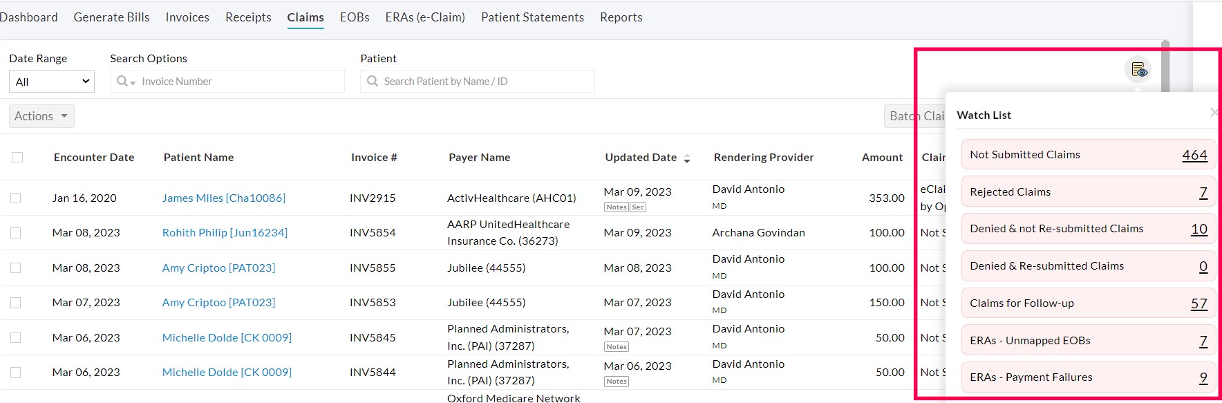 Claims Watchlist Claims Watchlist