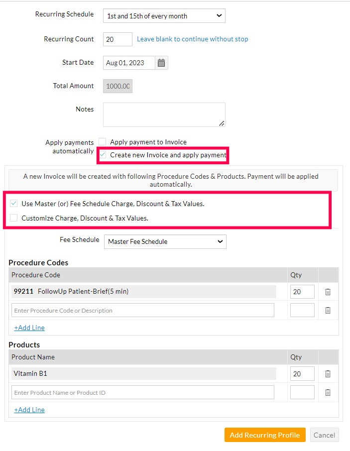 Create New Invoice and Apply Payment