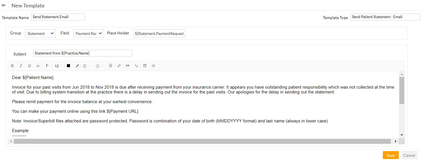 Creating Statement Templates Creating Statement Templates