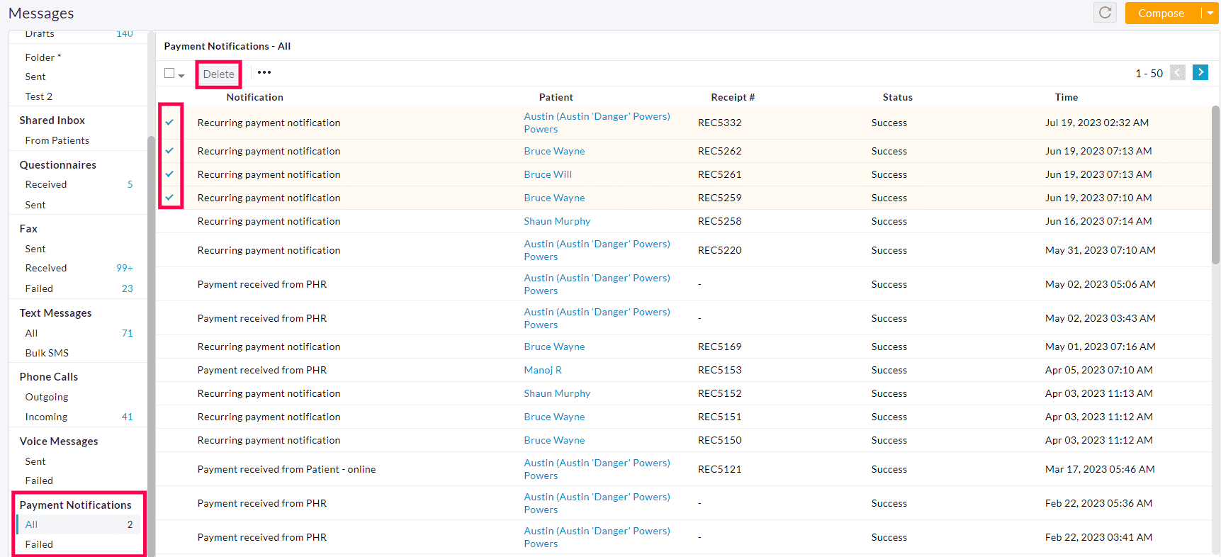 Delete Payment Notification