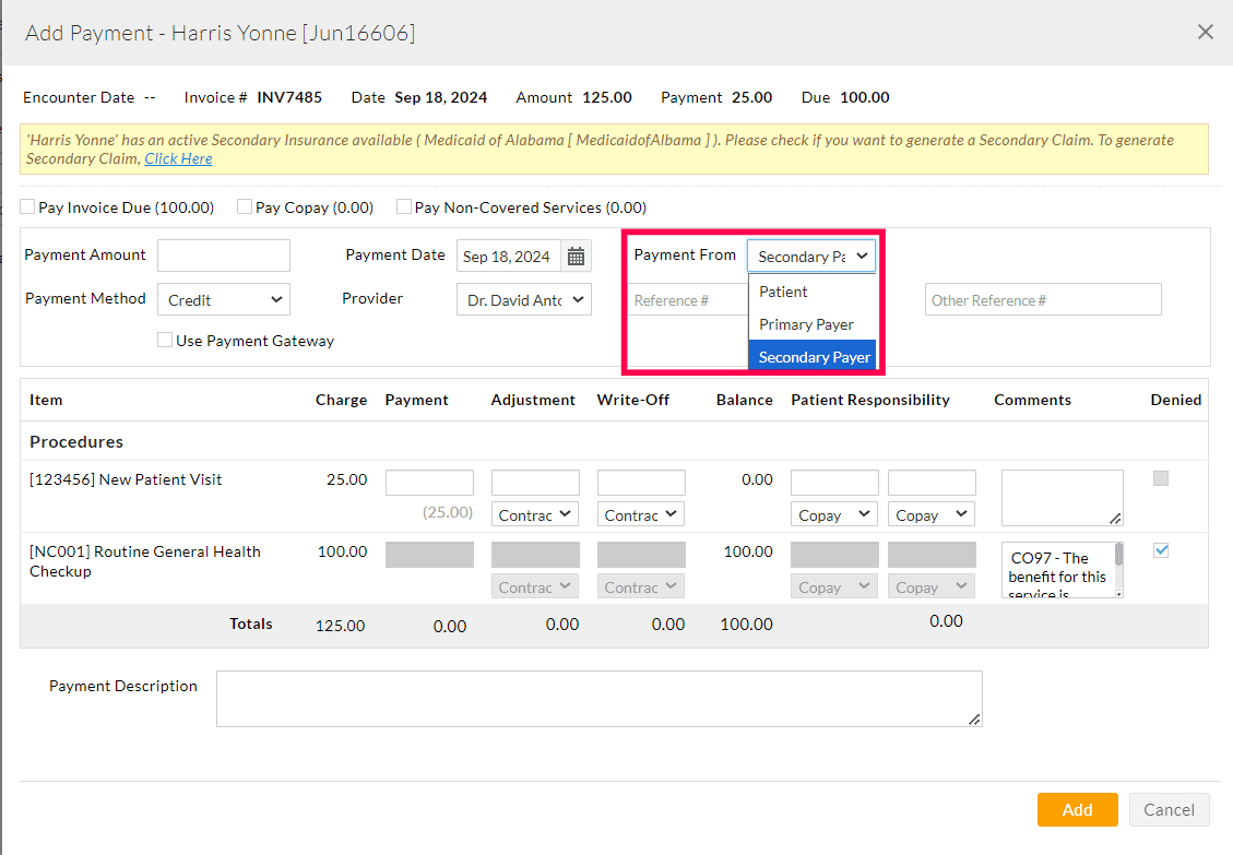 Denials from Secondary Payer Denials from Secondary Payer