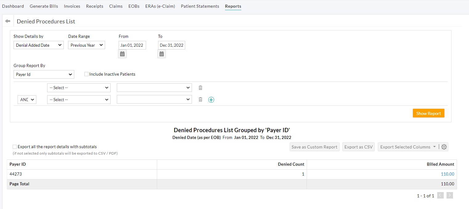 Denied Procedures List Denied Procedures List
