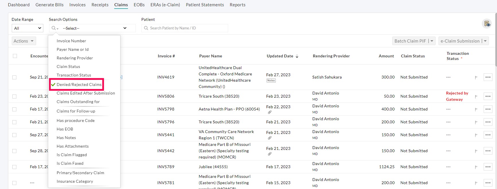 Denied Rejected Claims Denied Rejected Claims