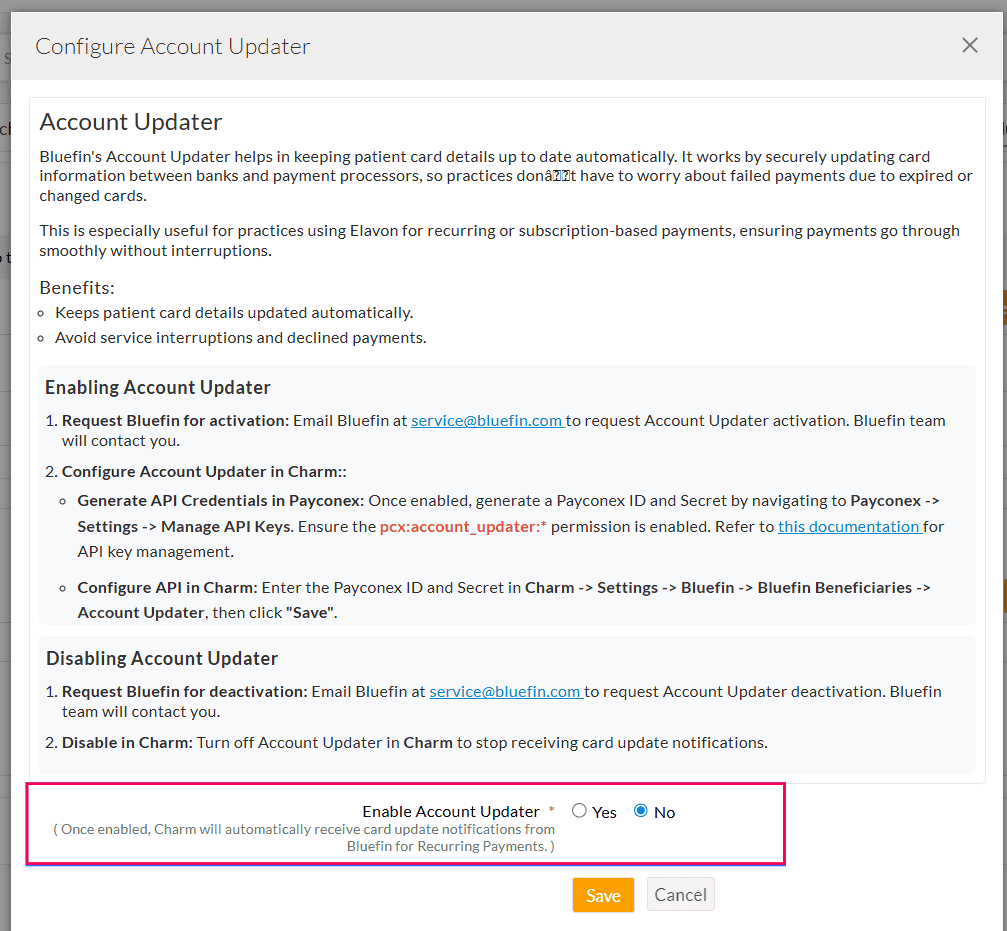 Disable Account Updater Disable Account Updater