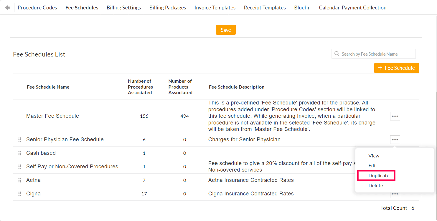 Duplicate Fee Schedule Duplicate Fee Schedule