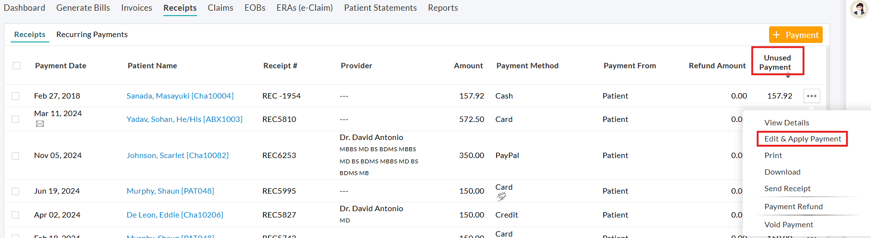 Edit and Apply Payment Edit and Apply Payment