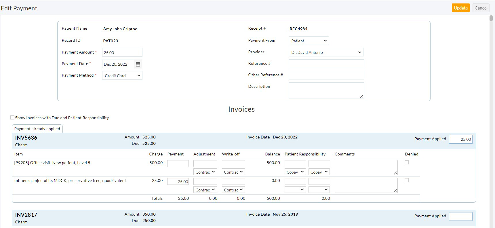 Edit and Apply Payment Edit and Apply Payment