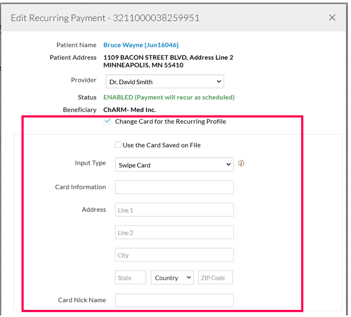 Edit Recurring Payments