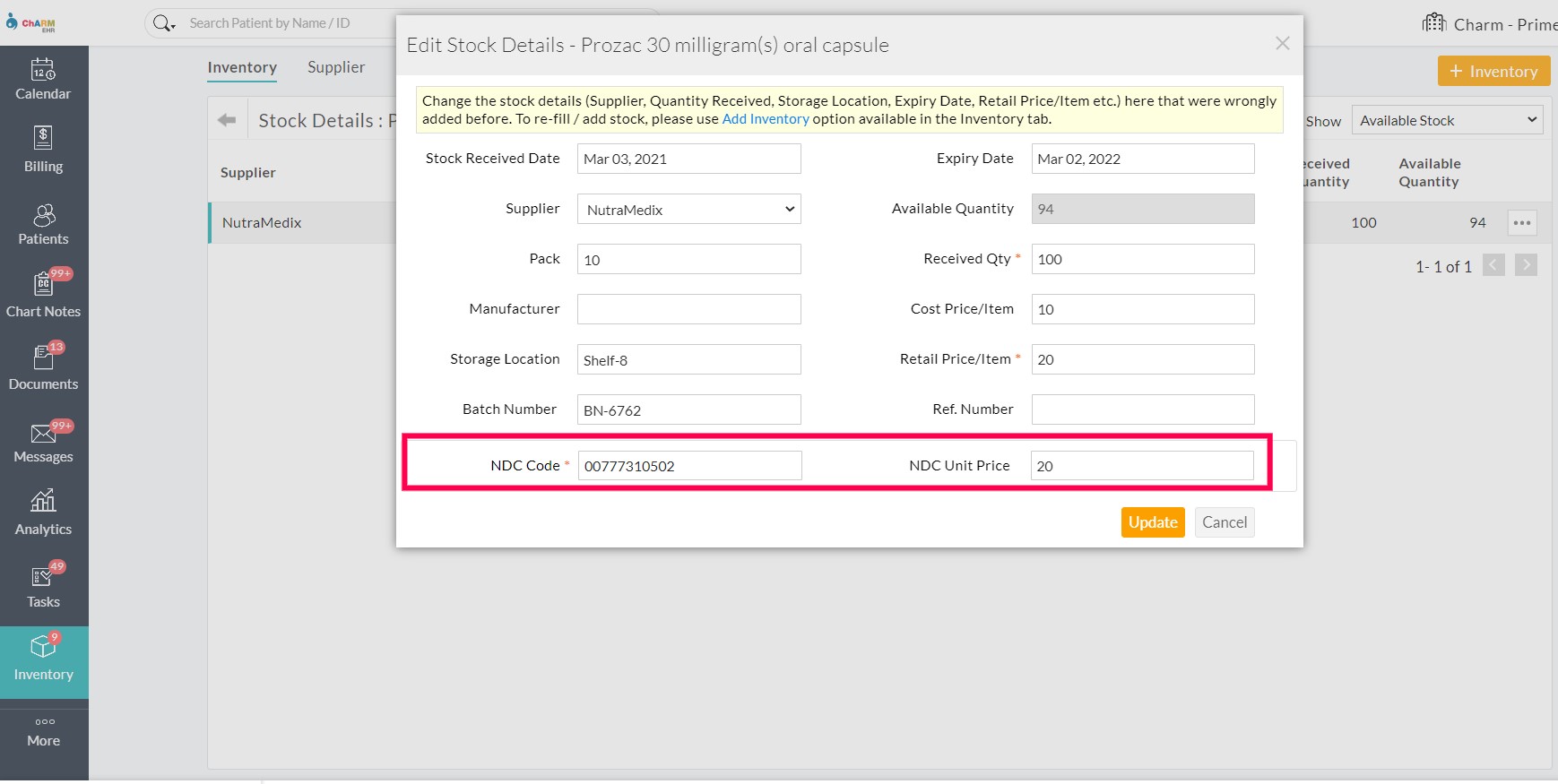 Edit Stock Details Edit Stock Details