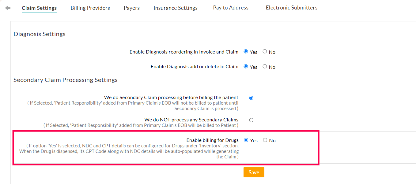 Enable Billing for Drugs Enable Billing for Drugs
