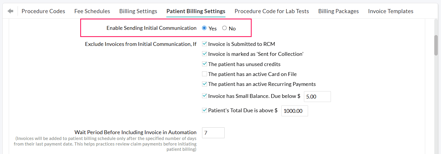 Enable Sending Initial Communication Enable Sending Initial Communication
