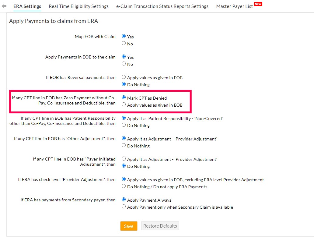 ERA Settings ERA Settings