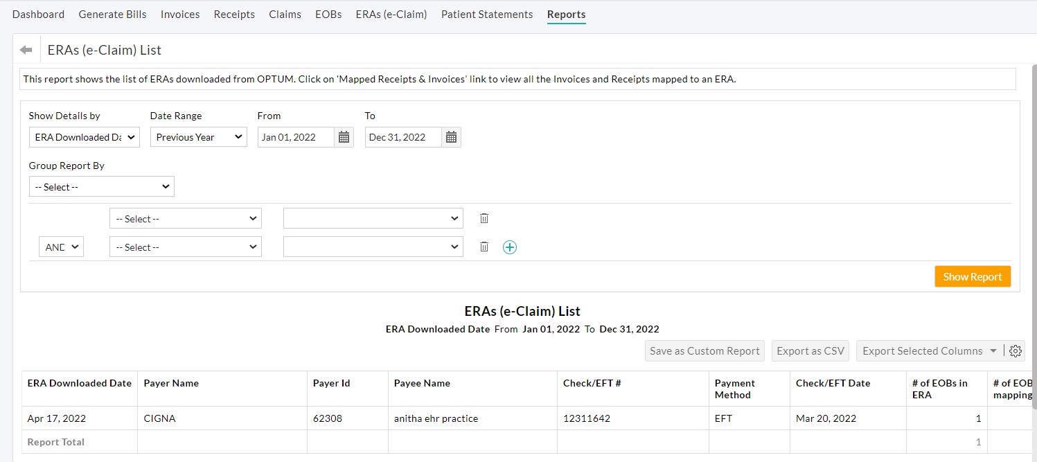 ERAs (e-Claim) List ERAs (e-Claim) List