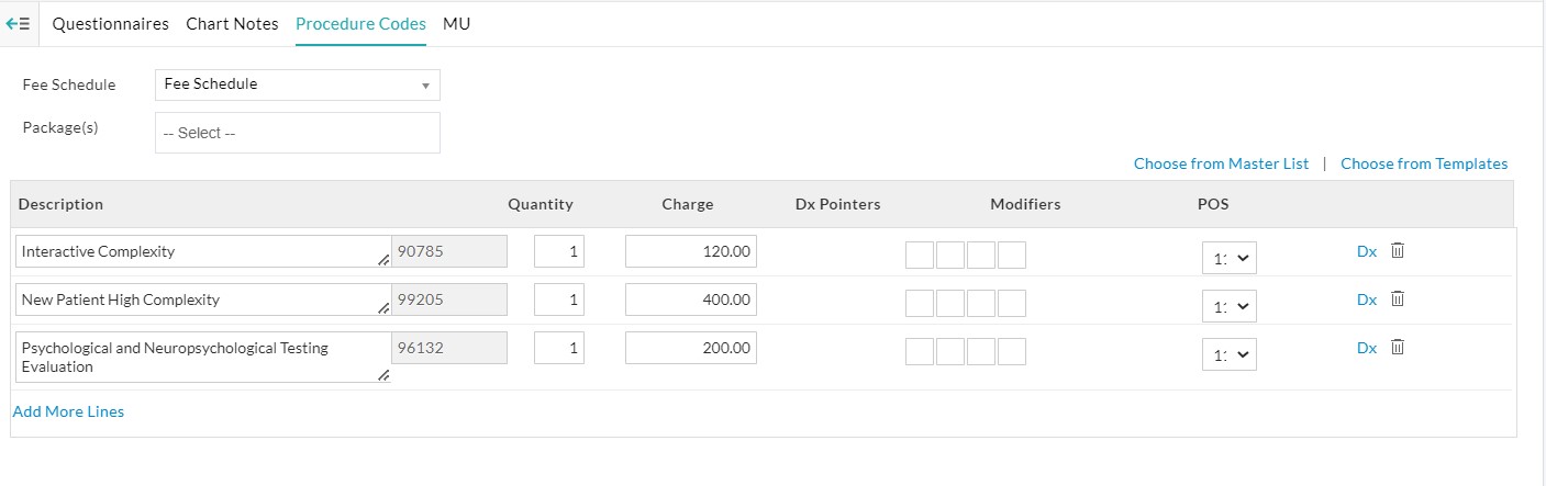 Filled Procedure Codes Charges Filled Procedure Codes Charges