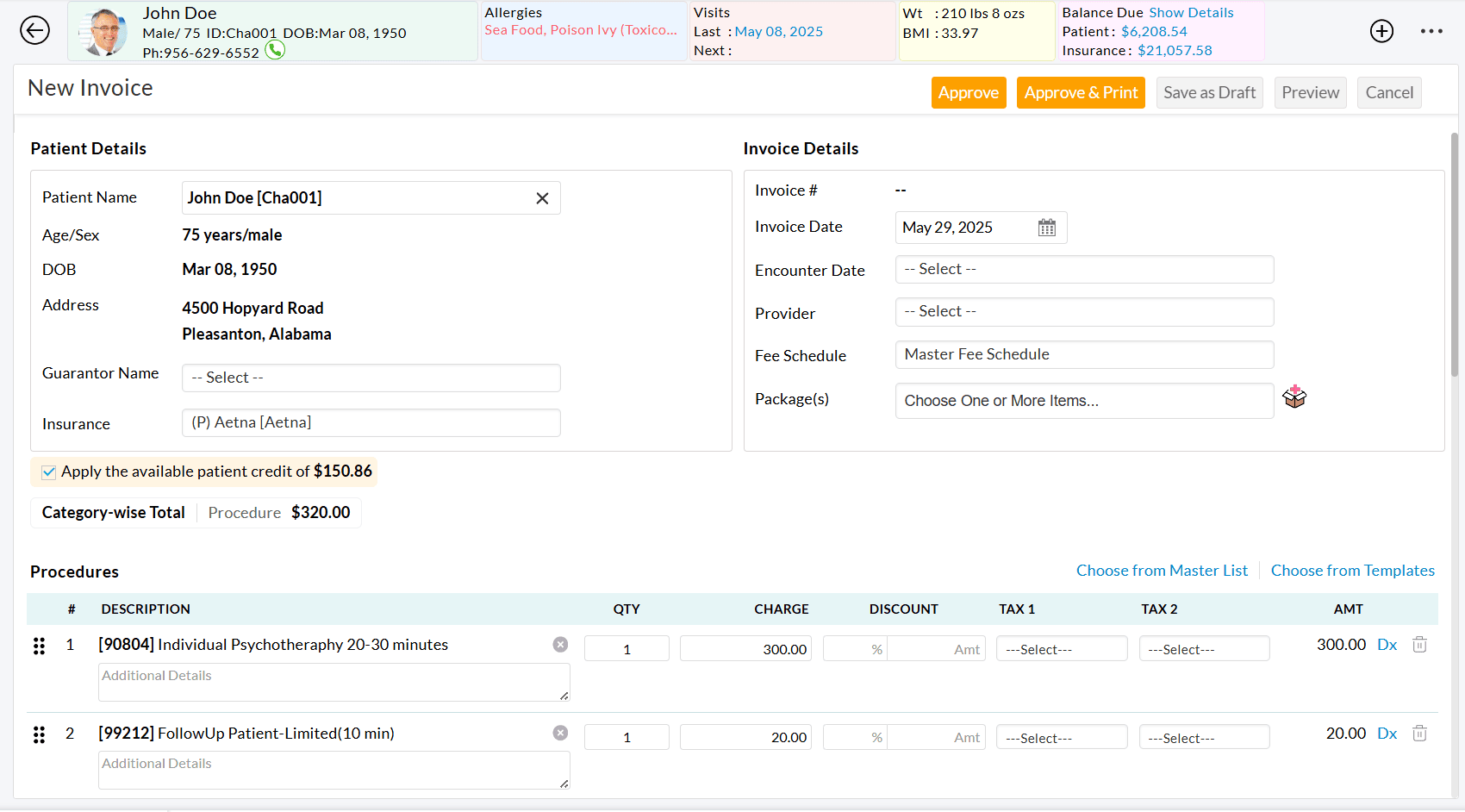 Filled Procedure Codes Charges Filled Procedure Codes Charges