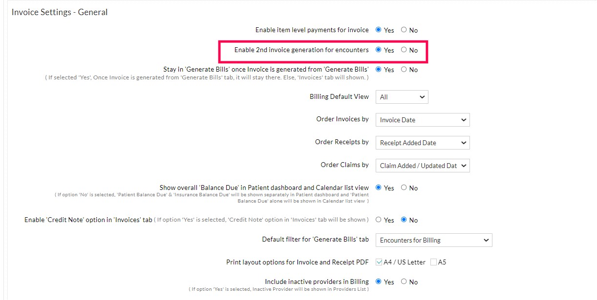 Generate 2nd Invoice for an Encounter
