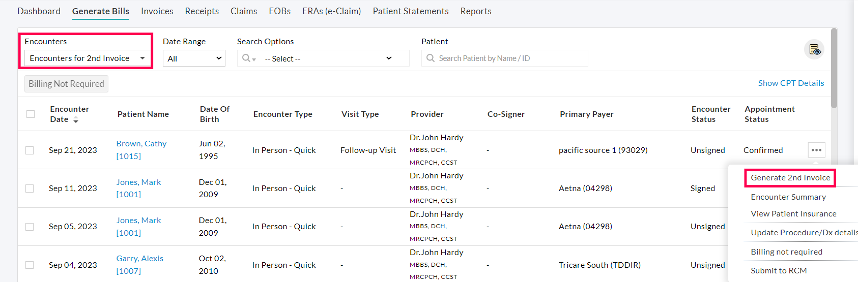 Generate 2nd Invoice Option
