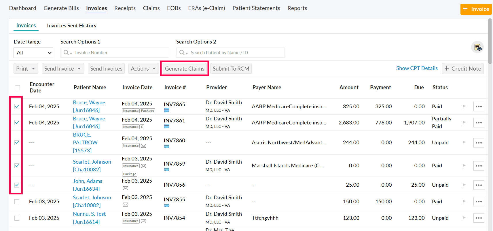 Generate Claims Button