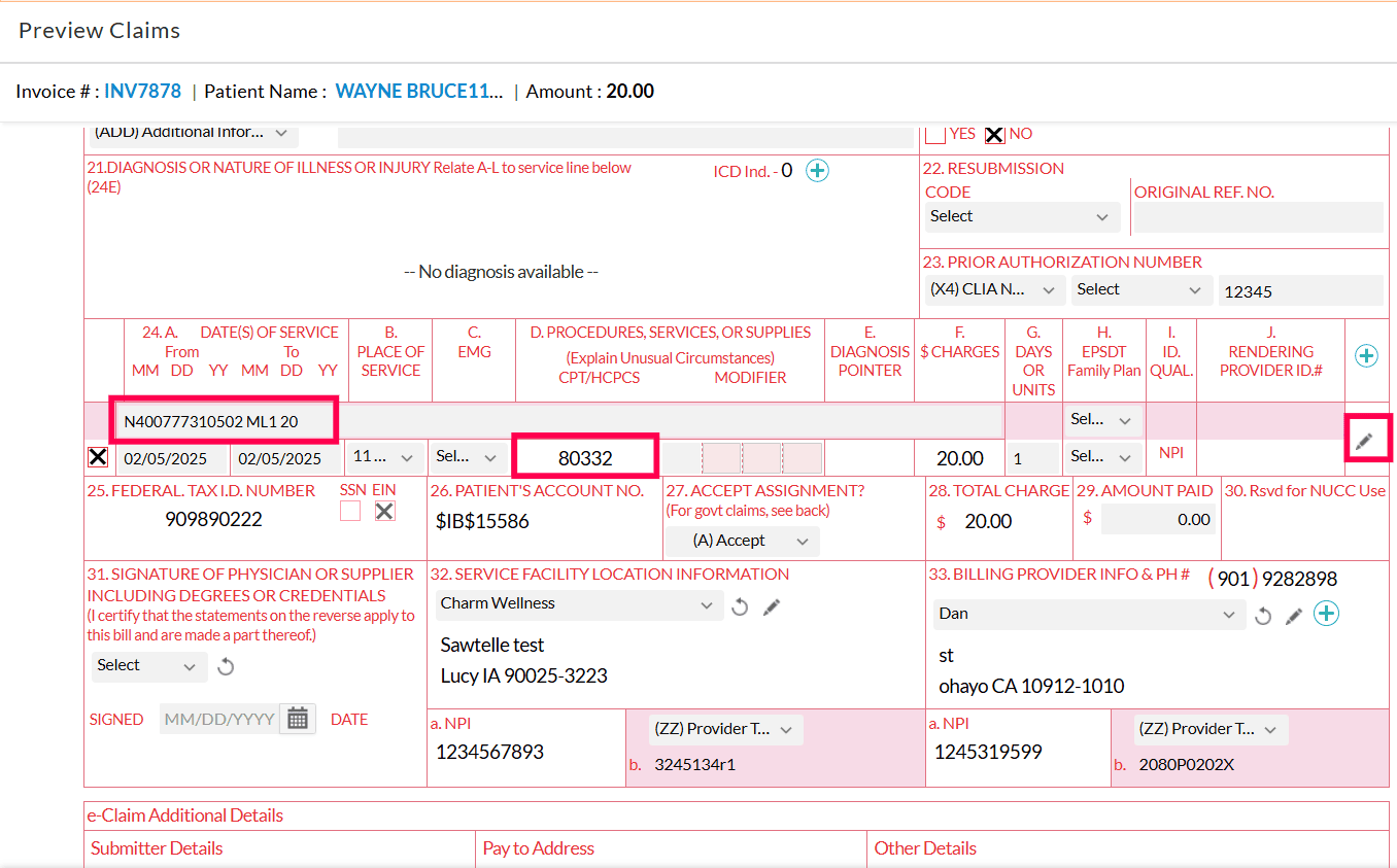Generating Claim with NDC Drugs Generating Claim with NDC Drugs