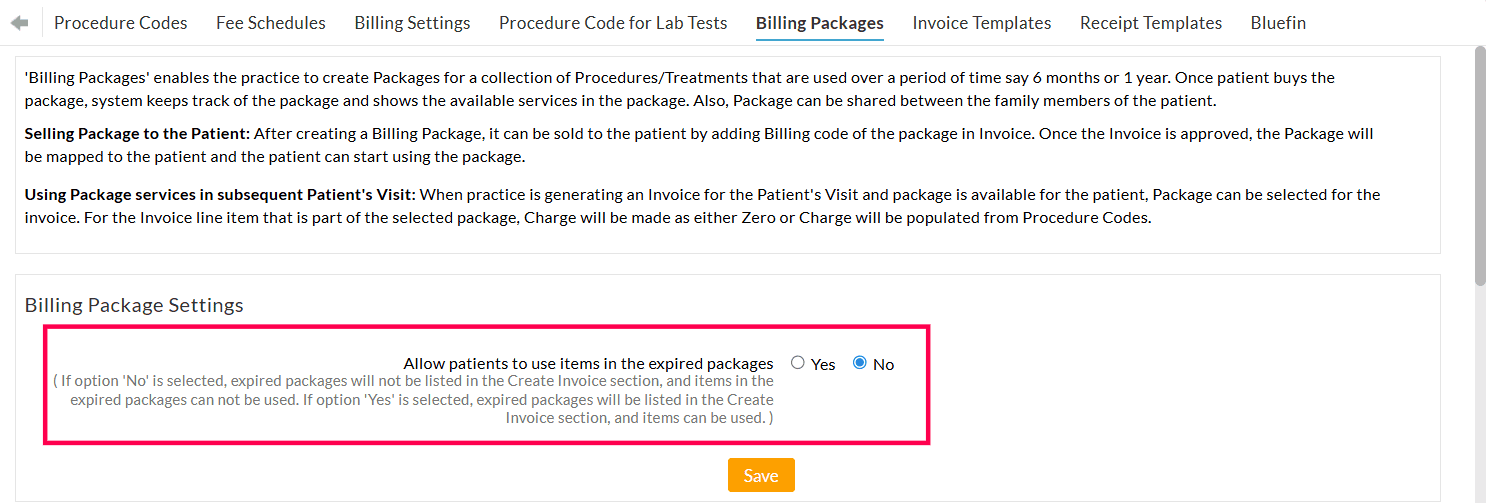 Hide Expired Package Setting