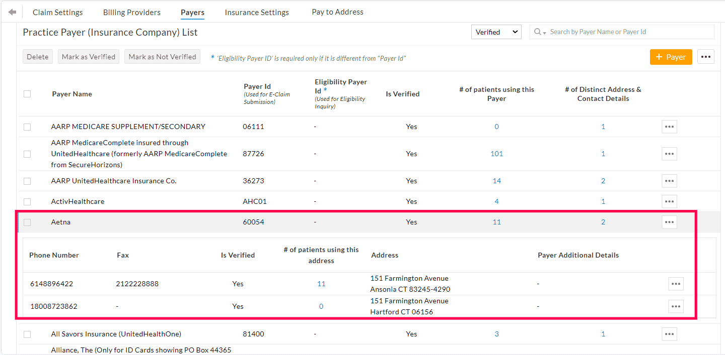 Inline View of Payers