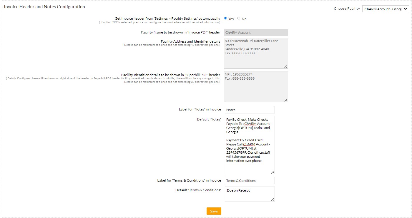 Invoice Header and Notes Configuration Invoice Header and Notes Configuration