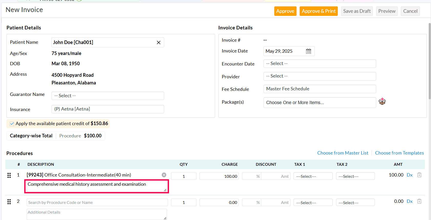 Invoice Settings Additional Details