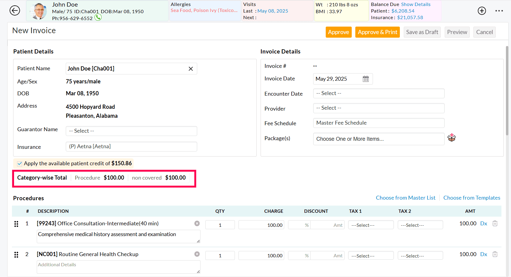 Invoice Settings Additional Details