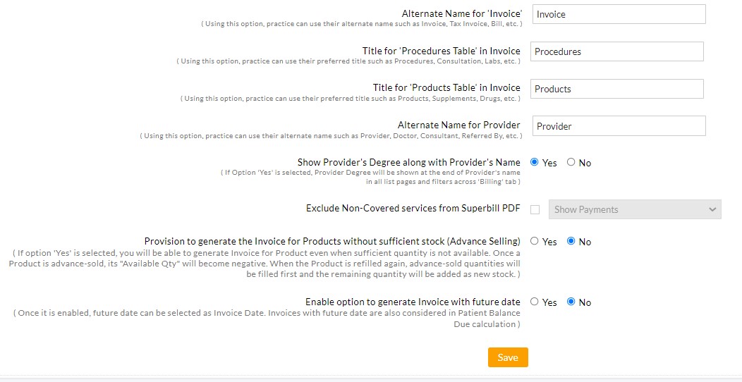 Invoice Settings - General Invoice Settings - General