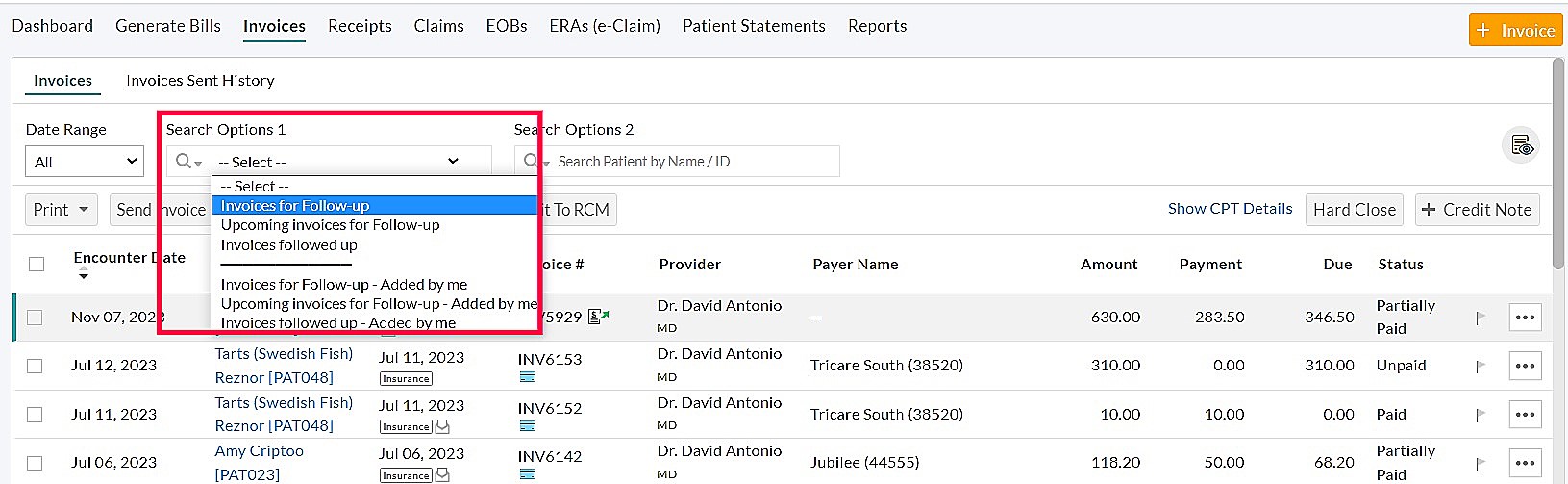 Invoices for Follow-up