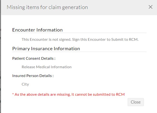 Missing Items for Claim Generation