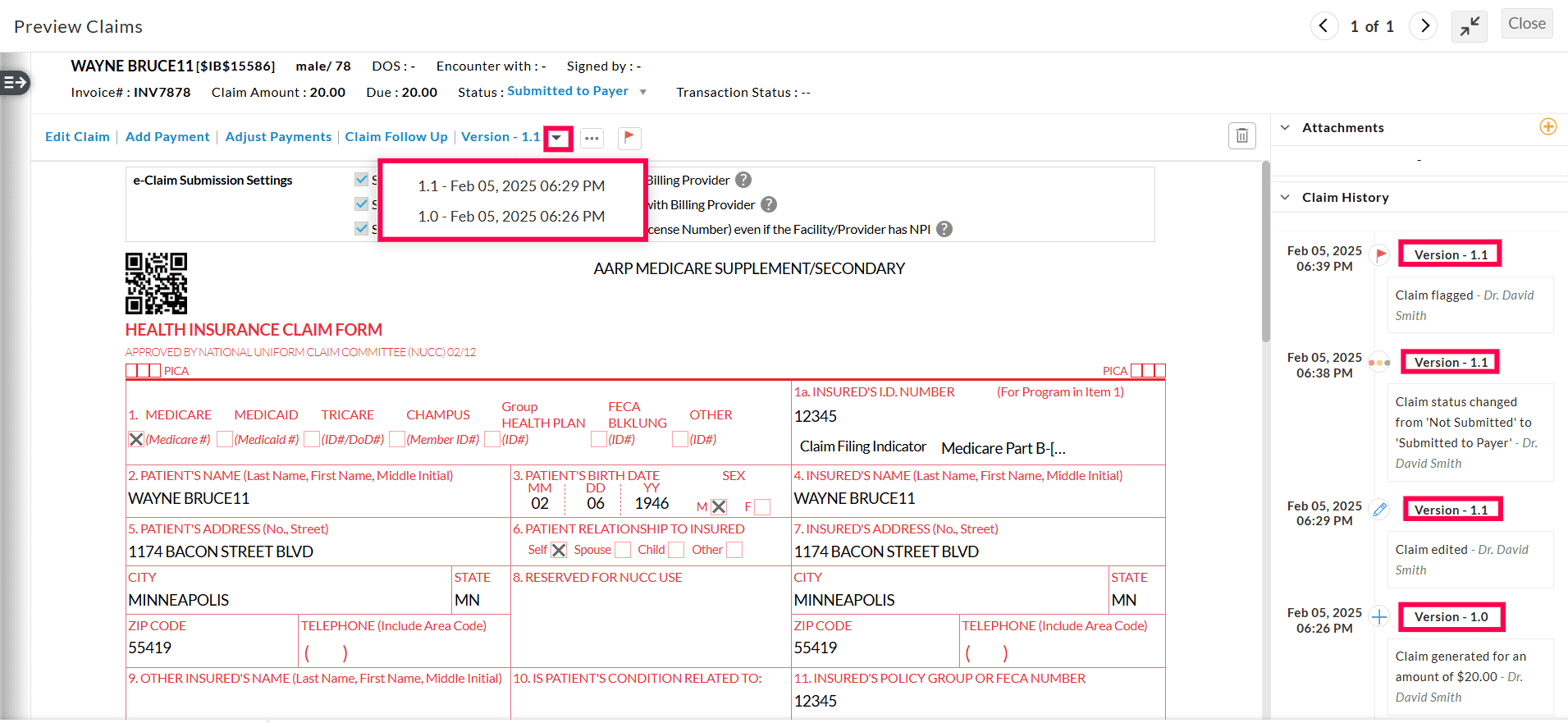Multiple Versions of Claim