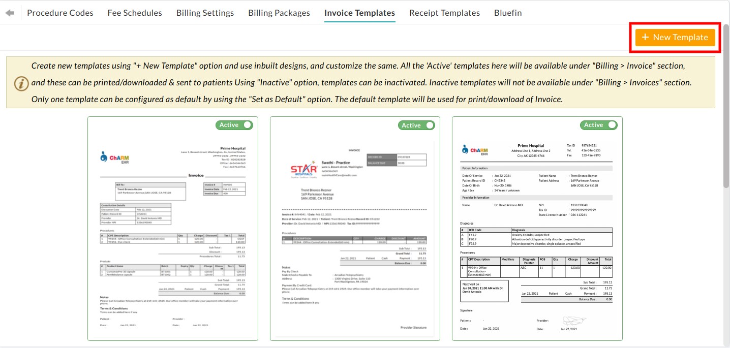New Invoice Template Option New Invoice Template Option