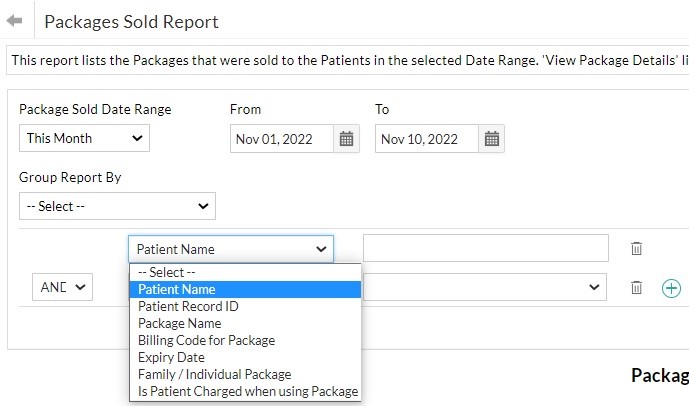 Packages Sold Report