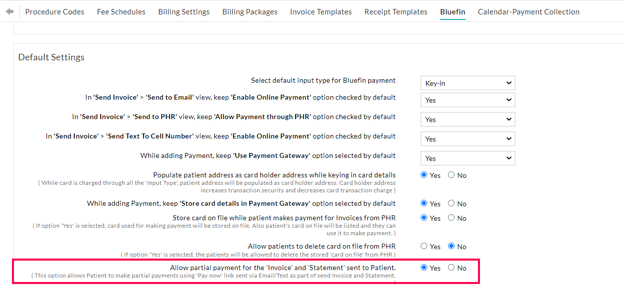 Partial Payment for Invoices and Statements