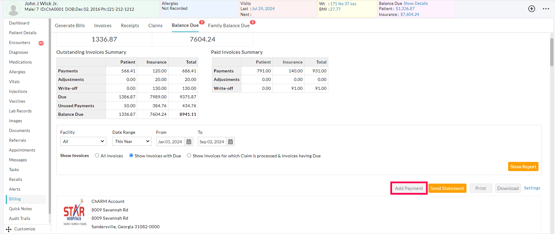 Patient Balance Summary