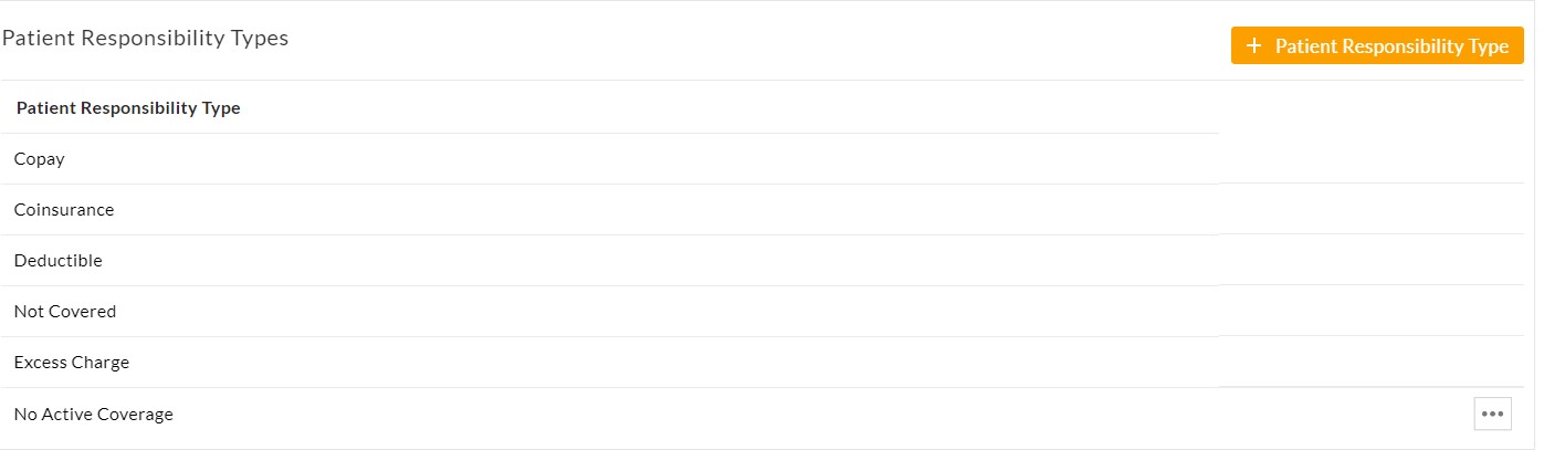 Patient Responsibility Types Option Patient Responsibility Types Option