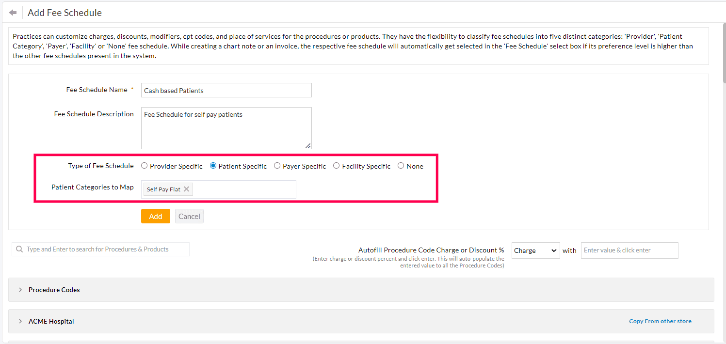Patient Specific Fee Schedule Patient Specific Fee Schedule