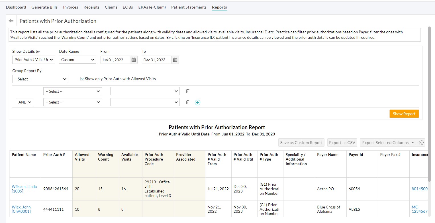 Patients with Prior Authorization Report Patients with Prior Authorization Report