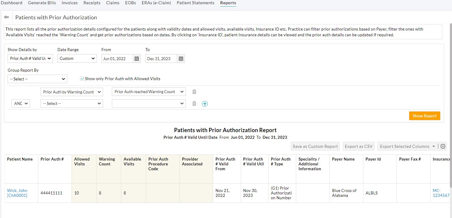Patients with Prior Authorization Report Patients with Prior Authorization Report