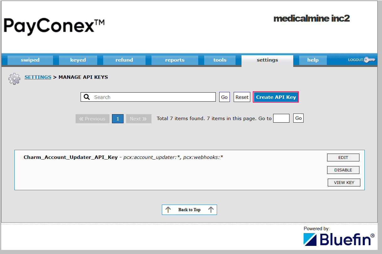Payconex Create API Keys Payconex Create API Keys